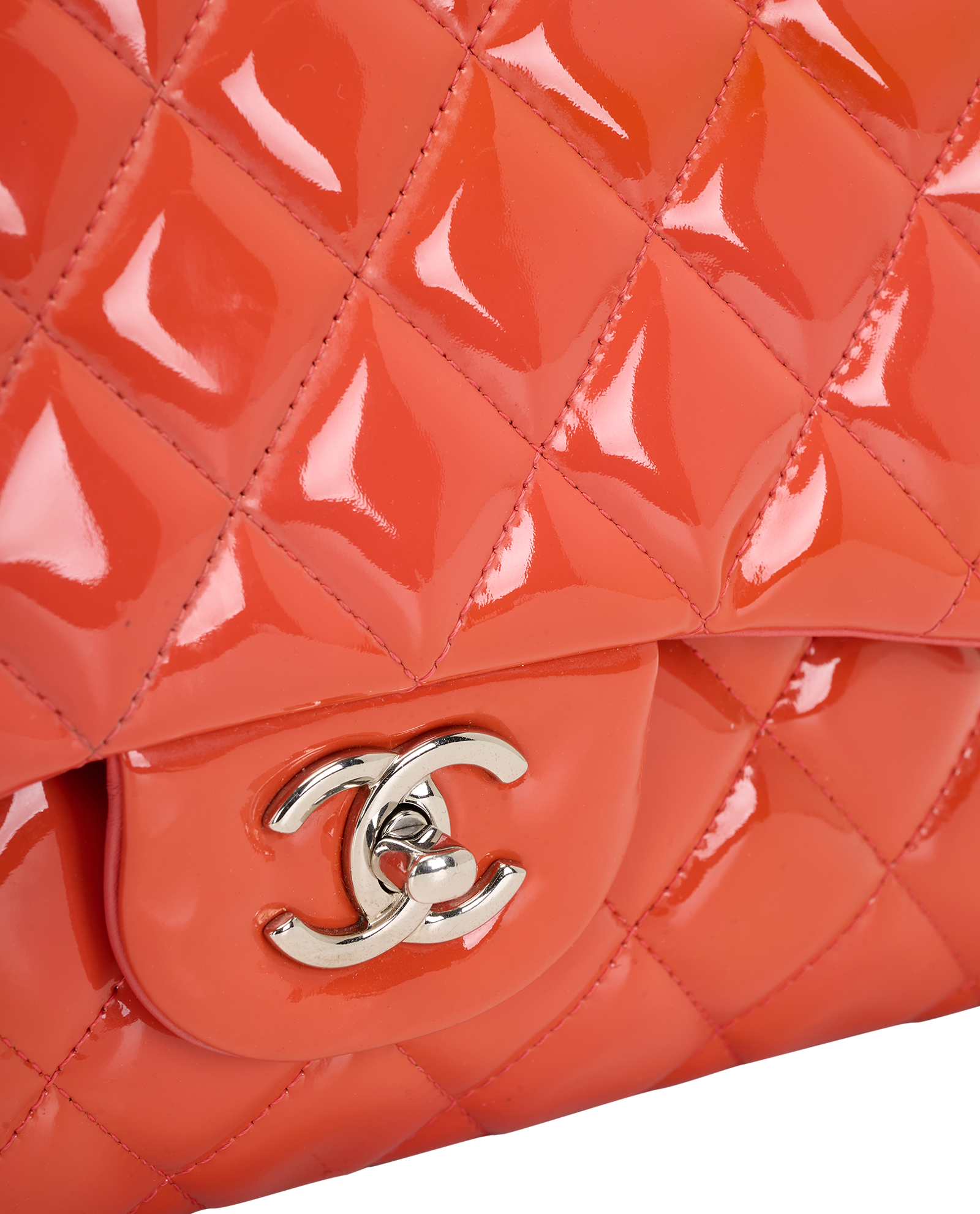Classic Jumbo Double Flap, &pound;3,200, Handbags, Orange, Patent Leather, Other view